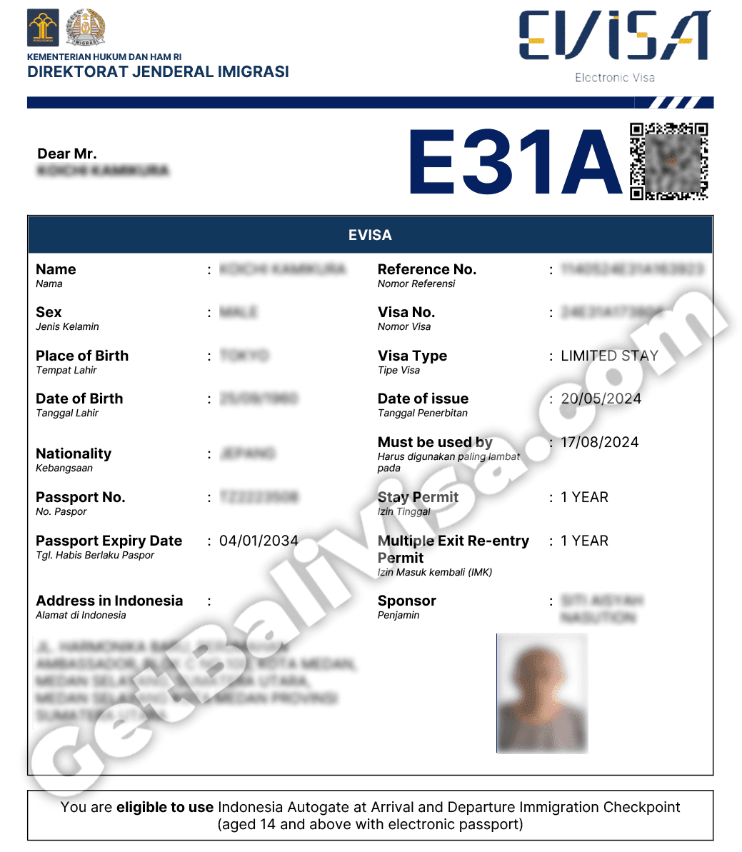 Indonesia family visa E31A