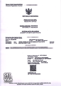 birth certificate bali baby visa bali