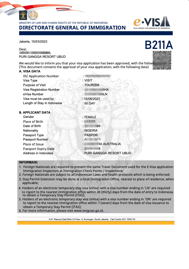 indonesia calling visa nigeria